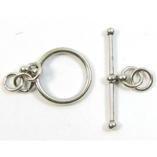 1 Sterling Silver Classic 10mm Ring and T-Bar Toggle Clasp