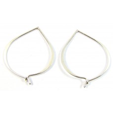 1 Pair  Sterling Silver Lotus Petal Creole Bali Hoop Earrings