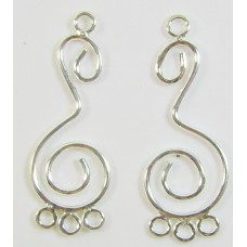 2  Sterling Silver Bali Chandelier 3 Ring Findings
