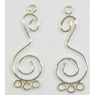 2  Sterling Silver Bali Chandelier 3 Ring Findings