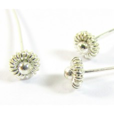 1 Sterling Silver Bali Fancy Flower Head 0.5 x 65mm Headpin