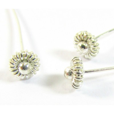 1 Sterling Silver Bali Fancy Flower Head 0.5 x 65mm Headpin