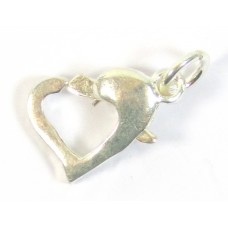 1 Sterling Silver 11mm Heart Trigger Clasp