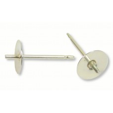 1 Pair Sterling Silver Ear Post & Peg with 6mm Pad