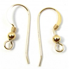 1 Pair 14k/20 Gold Filled FishHook Style Earwires Earring Fittings with Coil & Ball