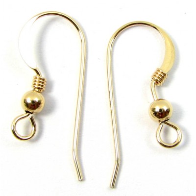 1 Pair 14k/20 Gold Filled FishHook Style Earwires Earring Fittings with Coil & Ball