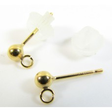 1 Pair 14k/20 Gold Filled Ear Studs with 3mm Ball