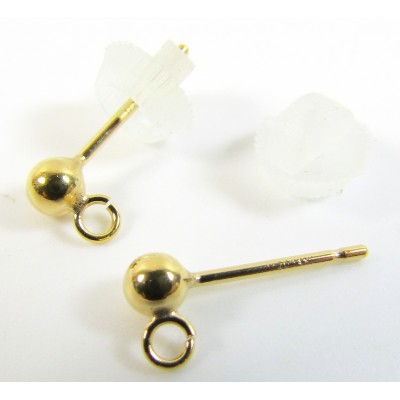 1 Pair 14k/20 Gold Filled Ear Studs with 3mm Ball