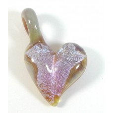 1 Handmade Glass Heart with Dichroic Glass Sparkle