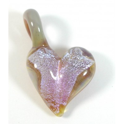1 Handmade Glass Heart with Dichroic Glass Sparkle
