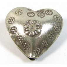 1 Karen Hill Tribe Silver Stamped Heart Bead