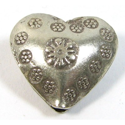 1 Karen Hill Tribe Silver Stamped Heart Bead