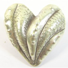 1 Karen Hill Tribe Silver Stamped & Hammered Large Heart Bead Side to Side