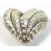 1 Karen Hill Tribe Silver Stamped & Hammered Large Heart Bead Side to Side