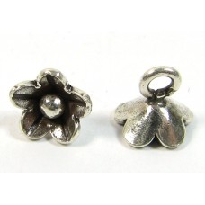 1 Karen Hill Tribe Silver Little Flower Charm with Hanging Loop