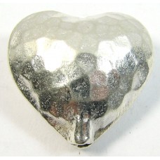 1 Karen Hill Tribe Silver Medium Hammered Heart Bead