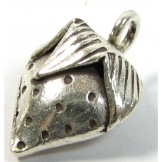 1 Karen Hill Tribe Silver Strawberry with Hanging Loop Charm