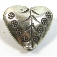 1 Karen Hill Tribe Silver Stamped Heart Bead
