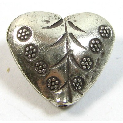1 Karen Hill Tribe Silver Stamped Heart Bead