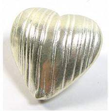 1 Karen Hill Tribe Silver Shiny Ridged Heart Bead