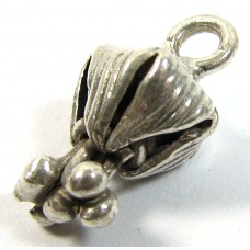 1 Karen Hill Tribe Silver Fuchsia Bud Mini Pendant Charm