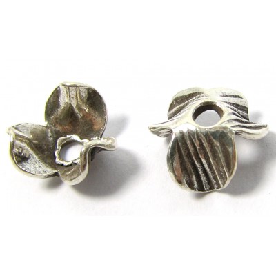 2 Karen Hill Tribe Silver Fluted Beadcaps