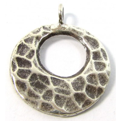 1 Karen Hill Tribe Silver Hammered Hoop with a Hole Mini Pendant