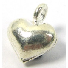 1 Karen Hill Tribe Silver Small Puffed Heart Charm