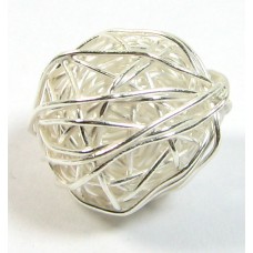 1 Karen Hill Tribe Silver Wire Wool Ball Large Bead