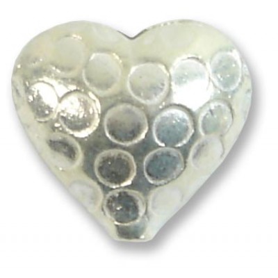 1 Karen Hill Tribe Silver Small Hammered Heart Bead 1 Karen Hill Tribe Silver Small Hammered Heart Bead