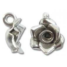 1 Karen Silver Rose 6 Petal Charm with Hanging Loop