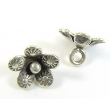 1 Karen Hill Tribe Silver Small Flower Charm - Dangle