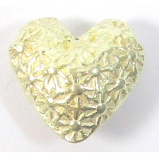 1 Karen Hill Tribe Silver 12mm Patterned Heart Bead Side Drilled