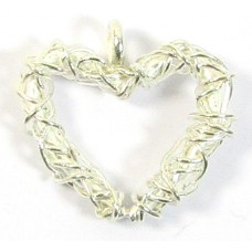1 Karen Hill Tribe Silver Wire Wool Wrapped Heart Pendant