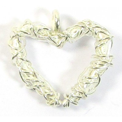 1 Karen Hill Tribe Silver Wire Wool Wrapped Heart Pendant