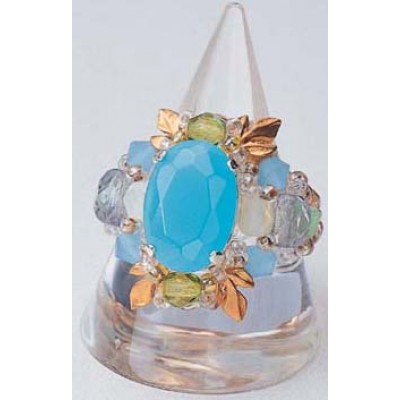 Toho Beaded Elegant Jewellery Kit - Ring - Glass Stone and Leaf