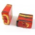 2 Murano Glass Orange-Red & Black Lines 15mm Square Gold Foiled Beads