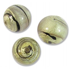 1 Murano Glass Alexandrite & Black Swirls White Gold Foiled 12mm Round Bead