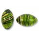 1 Murano Glass Dark Erba Green & Black Lines 20mm Olive Gold Foiled Bead