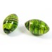 1 Murano Glass Dark Erba Green & Black Lines 20mm Olive Gold Foiled Bead