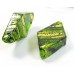 1 Murano Glass Dark Erba Green & Black Lines 30mm Rhombus Gold Foiled Bead