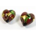 2 Murano Glass Amore Red Goldfoil & Aventurine 14mm Hearts