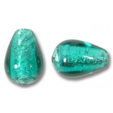 1 Murano Glass Verde Marino Silverfoil 14mm Drop