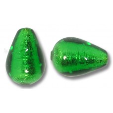 1 Murano Glass Emerald Silverfoil 14mm Drop