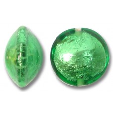 1 Murano Glass Emerald Silverfoil 14mm Lentil