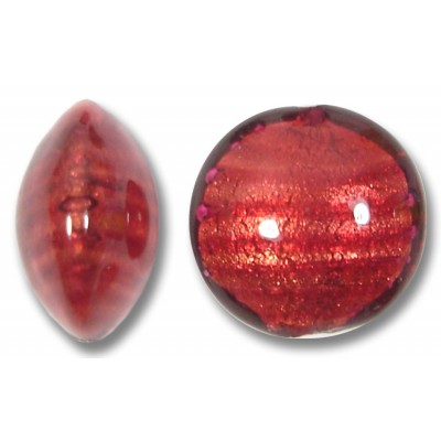 1 Murano Glass Rubino Goldfoil 14mm Lentil