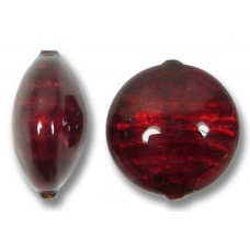 1 Murano Glass Darkest Ruby Silverfoil 14mm Lentil
