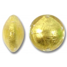 1 Murano Glass Crystal Goldfoil 14mm Lentil