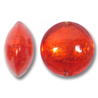1 Murano Glass Arancio Goldfoil 14mm Lentil
