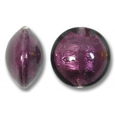1 Murano Glass Dark Amethyst Silverfoil 14mm Lentil